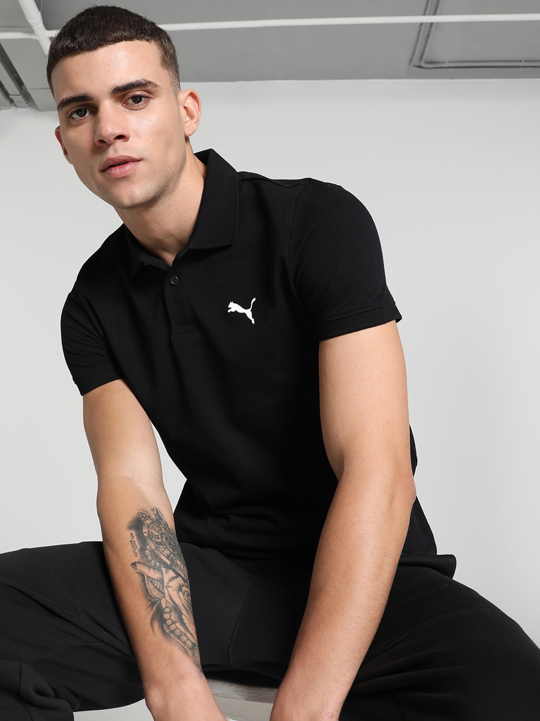 

Puma Basic Cotton Slim-Fit T-Shirt, Black