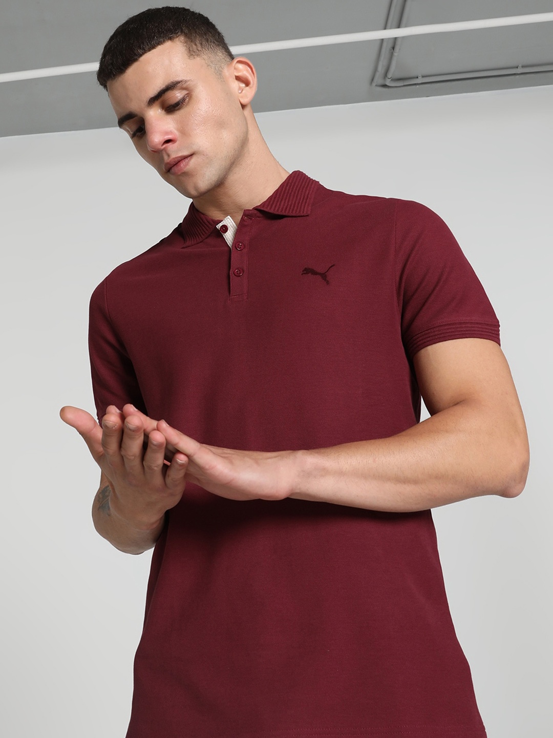 

Puma Ottoman Polo Collar Slim Fit Cotton Tshirts, Maroon