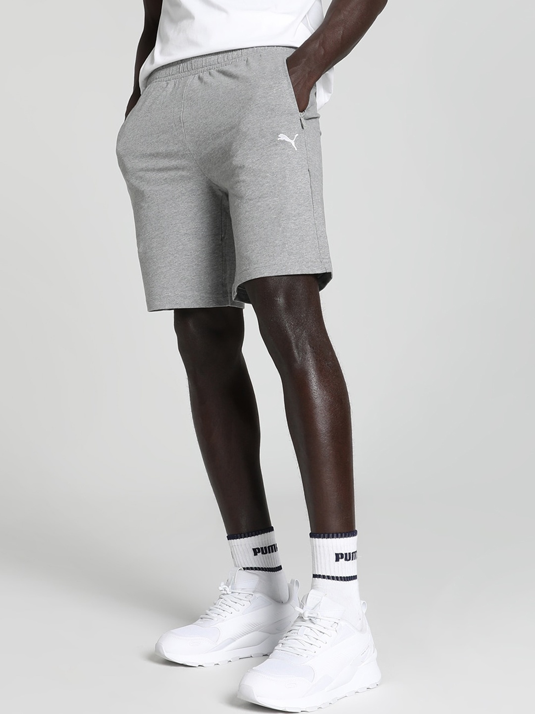 

Puma Zippered BT Men Slim-Fit Shorts, Grey