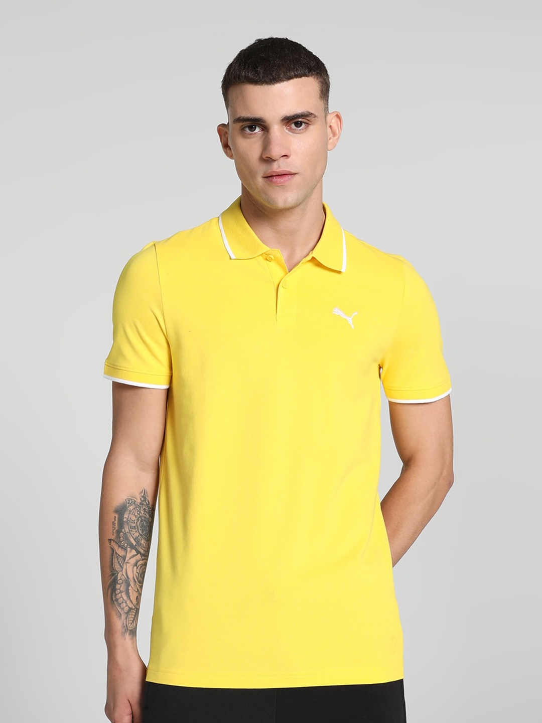 

Puma Tipping Heather Slim-Fit Cotton Polo T-Shirt, Yellow