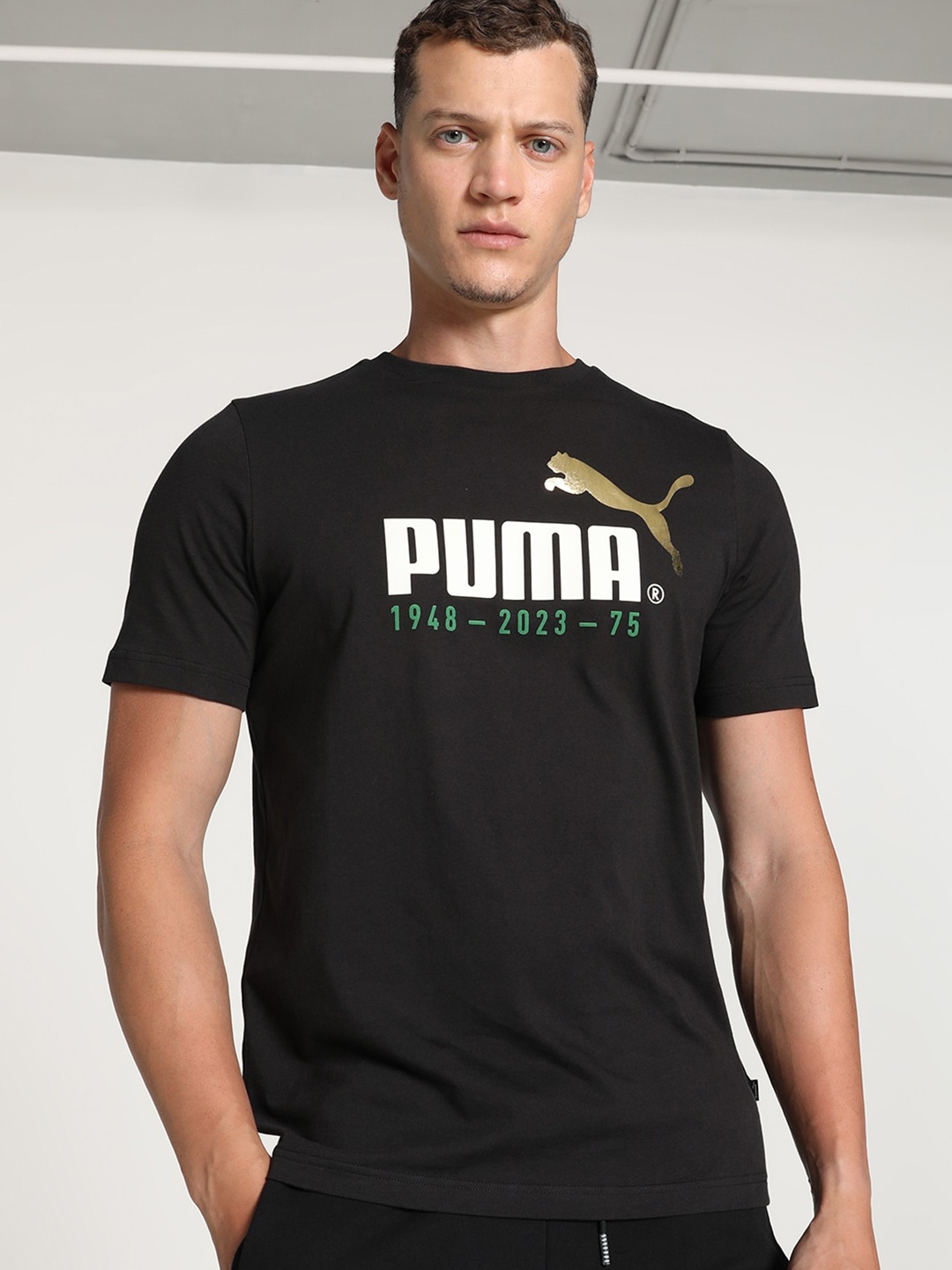

Puma No.1 Logo Celebration Printed Cotton T-Shirt, Black