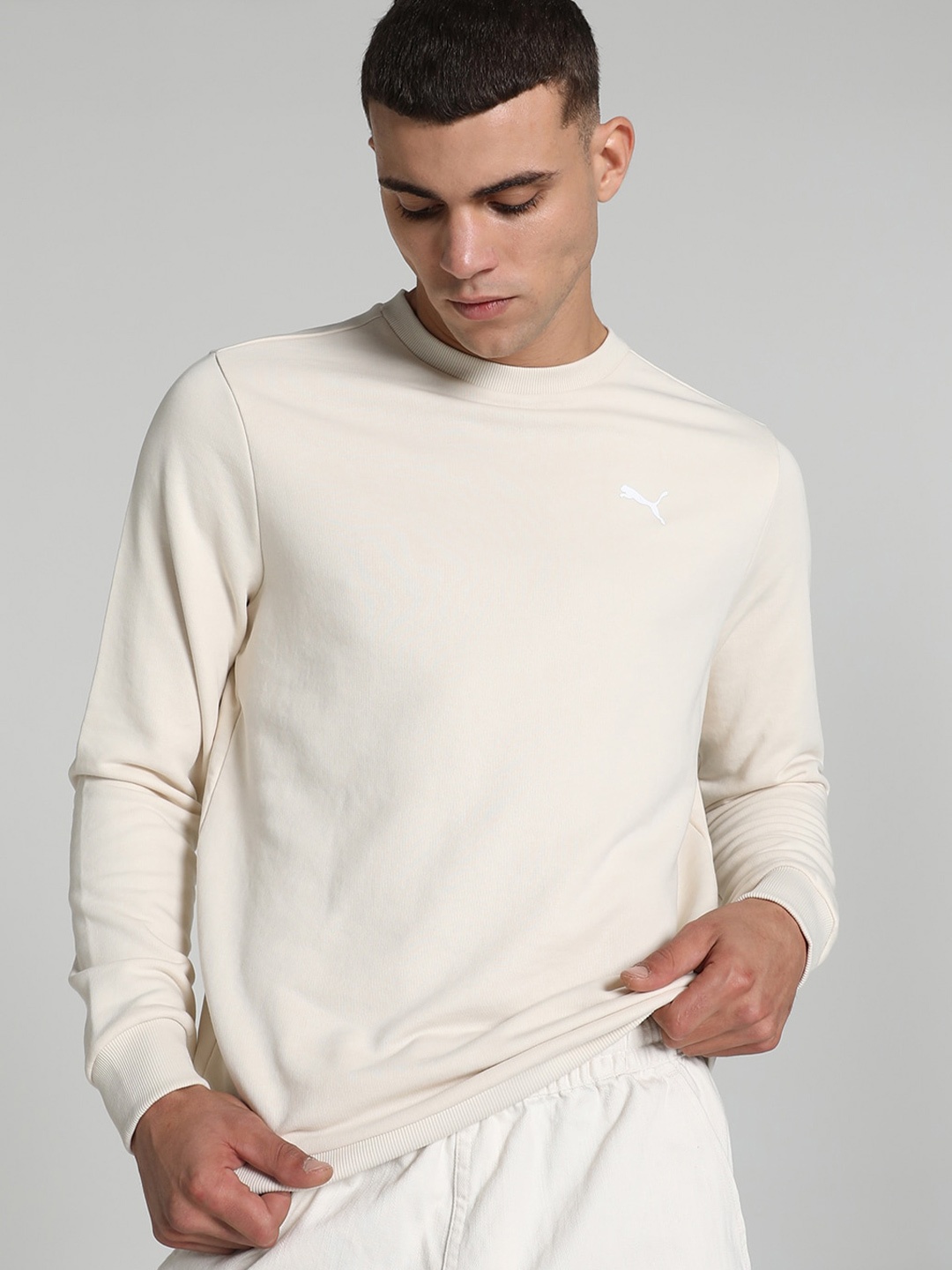 

Puma Cotton Round Neck Sweatshirt, Cream