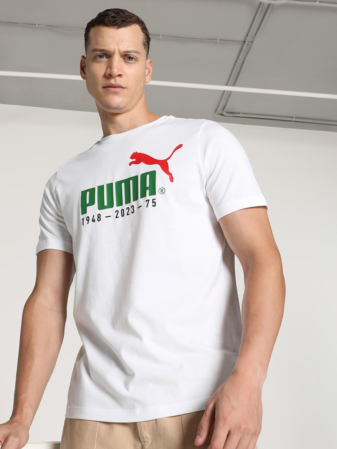 

Puma No.1 Logo Celebration Printed Cotton T-Shirt, White