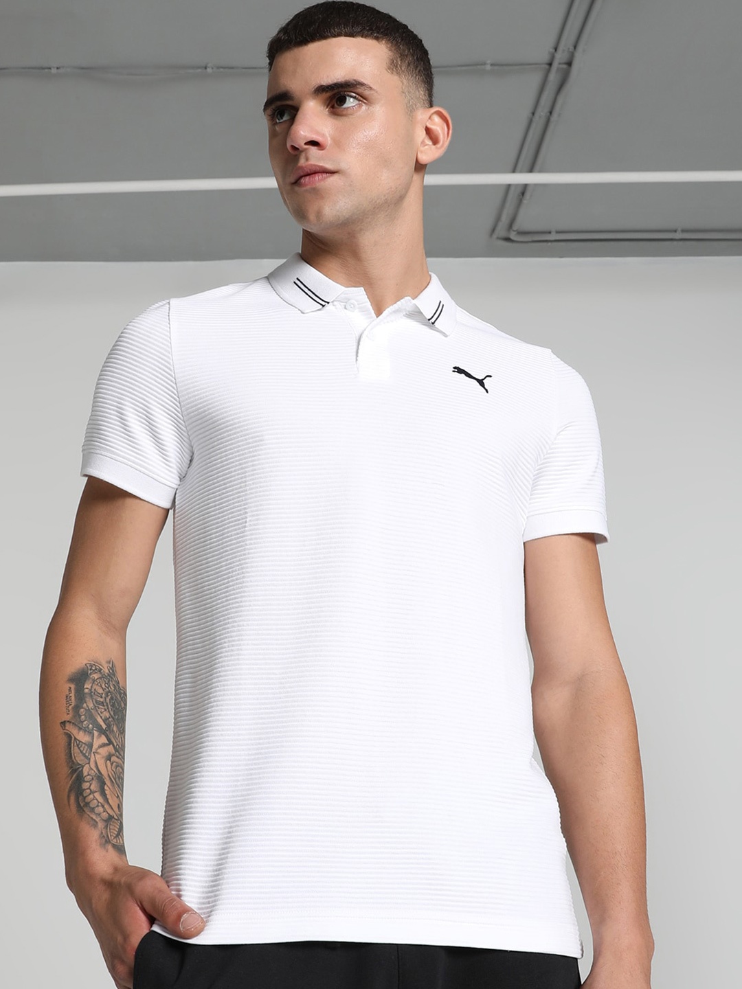 

Puma Ottoman Slim Fit Polo Collar Slim Fit Tshirts, White