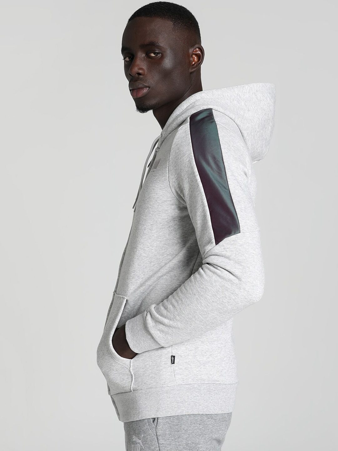 

Puma CYBER Hooded Cotton Sporty Jacket, Grey melange