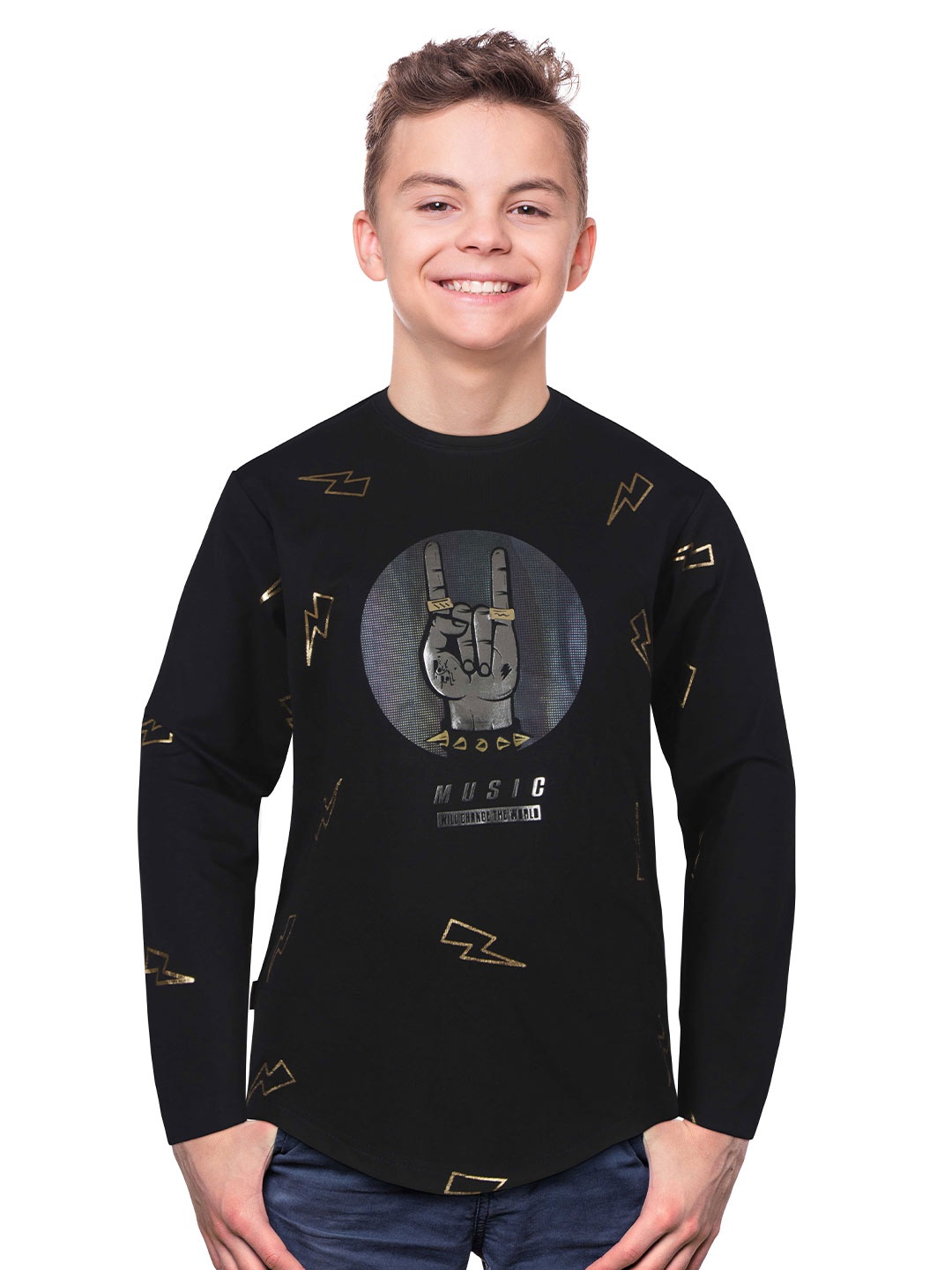 

Gini and Jony Boys Graphic Printed T-shirt, Black