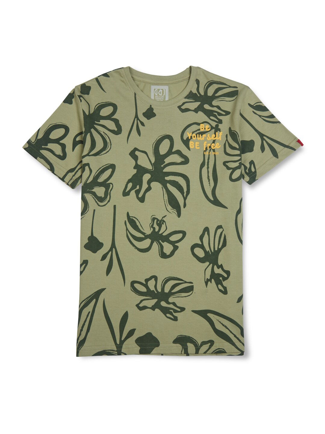 

Gini and Jony Boys Floral Printed Tropical Cotton T-shirt, Olive