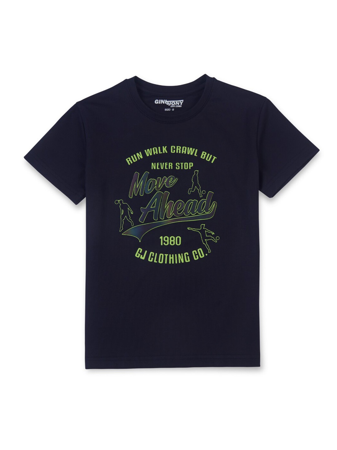 

Gini and Jony Boys Typography Printed Cotton T-shirt, Black