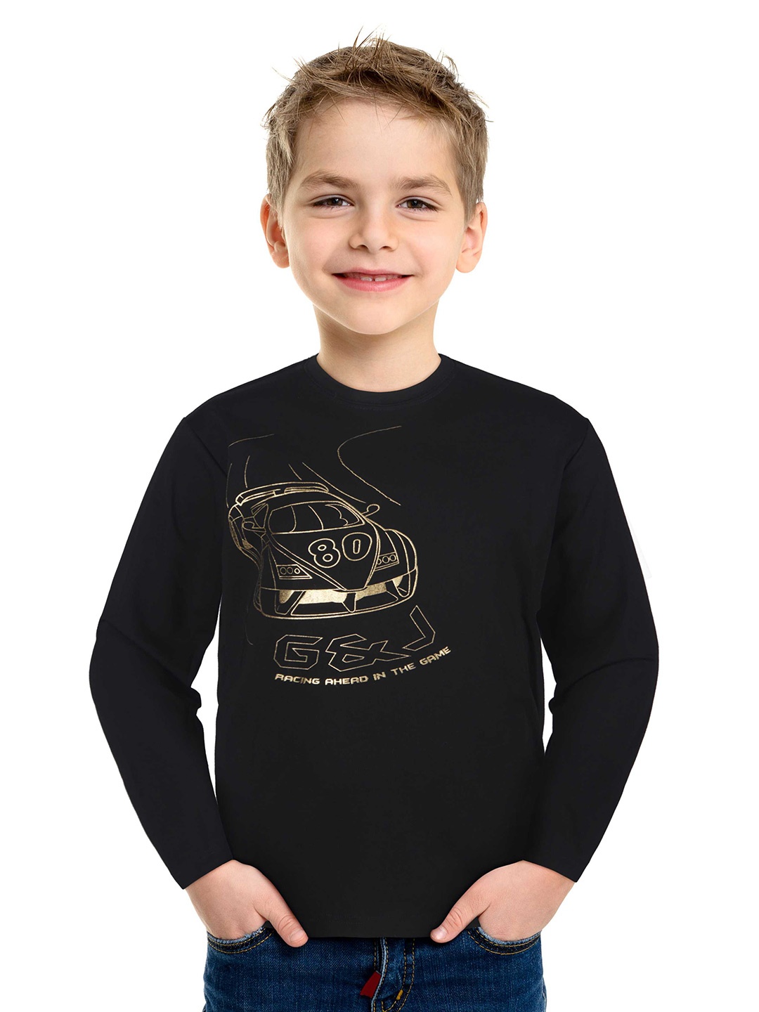 

Gini and Jony Graphic Printed Cotton T-shirt, Black