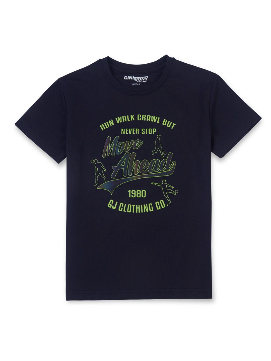 

Gini and Jony Boys Typography Printed Cotton T-shirt, Black