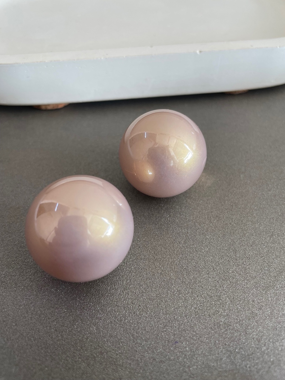 

ISHKAARA Pearl Beaded Spherical Stud Earrings, Peach