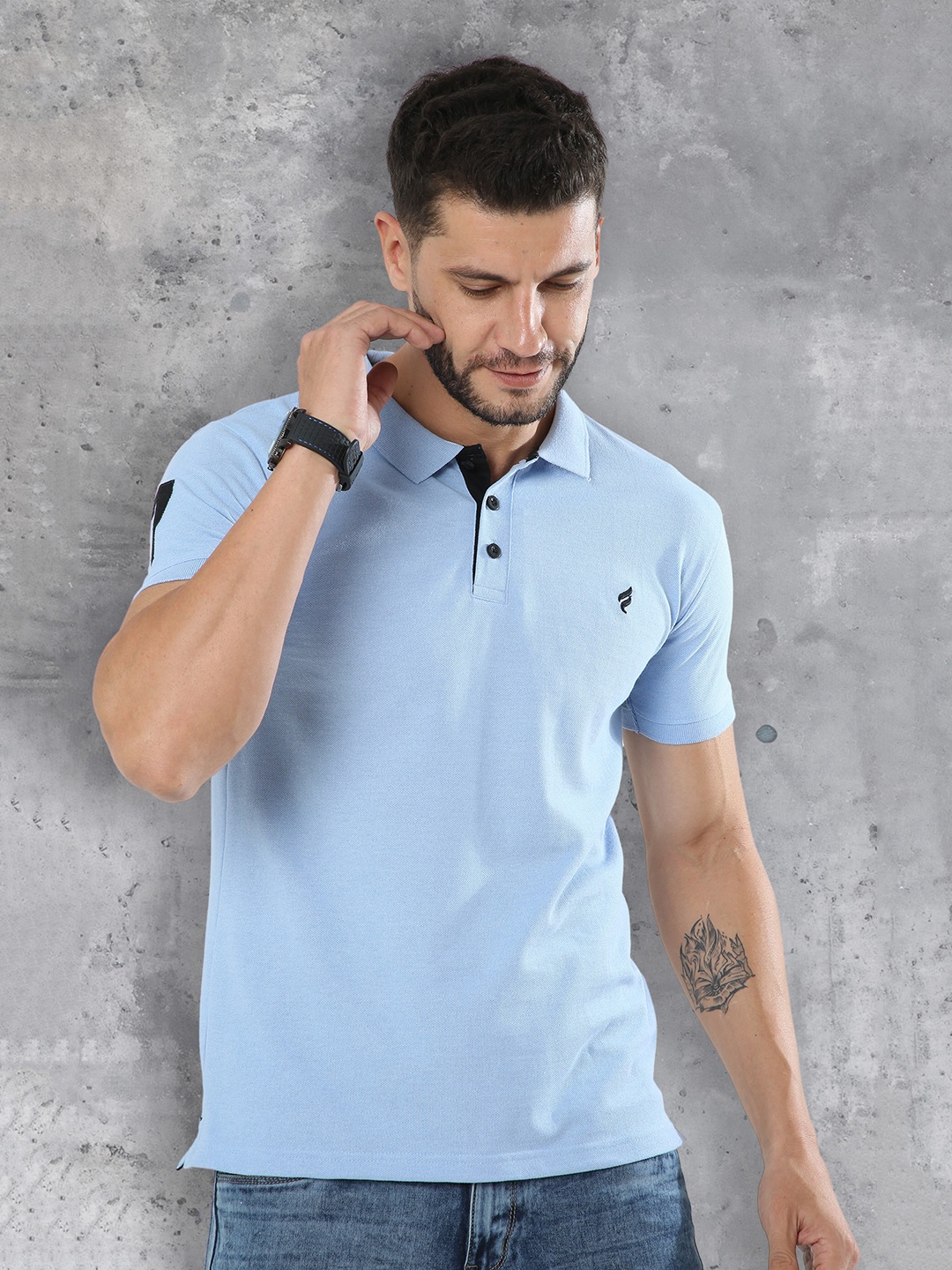 

fanideaz Polo Collar Pure Cotton T-Shirt, Blue