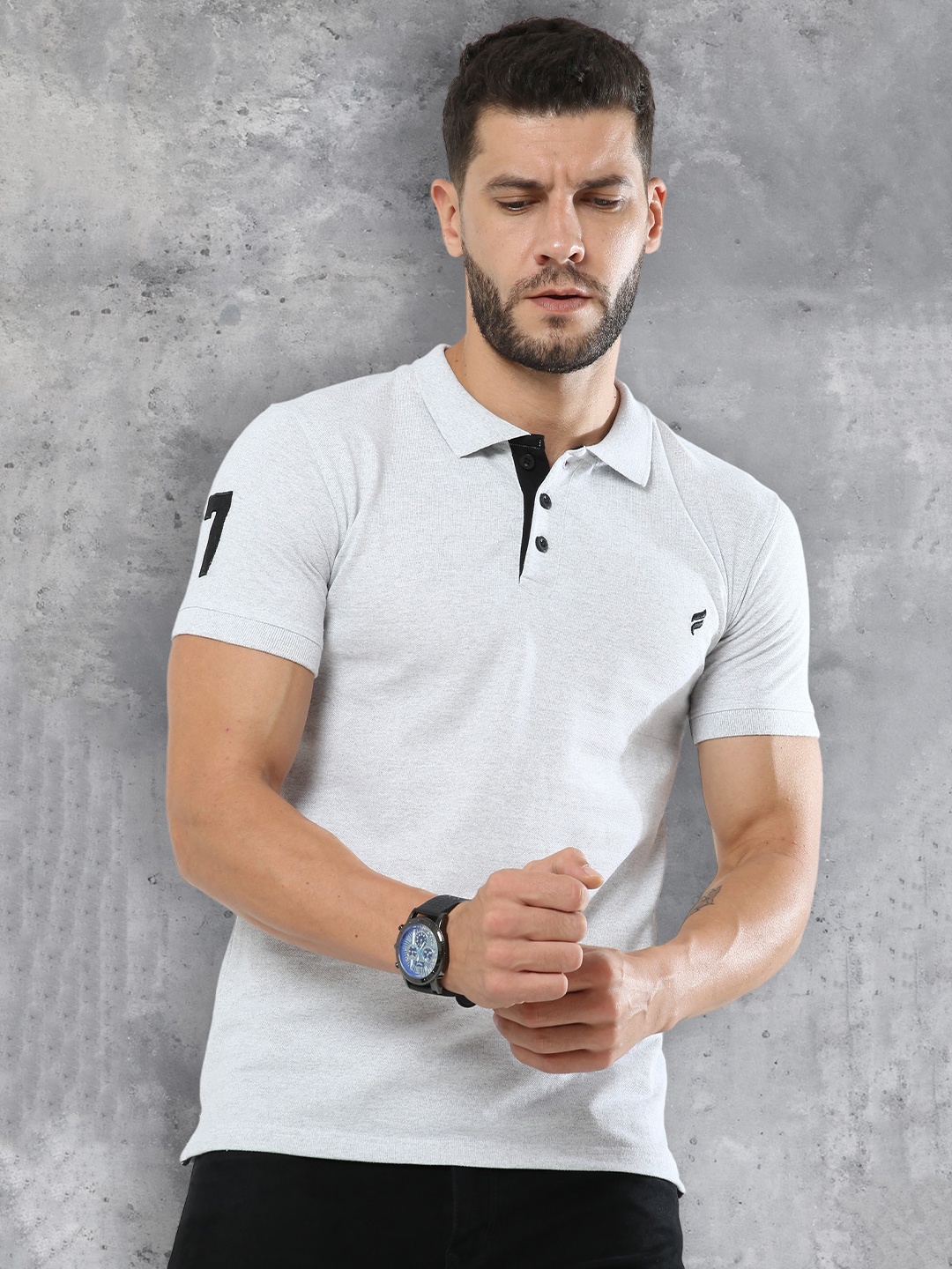 

fanideaz Polo Collar Pure Cotton T-Shirt, Off white