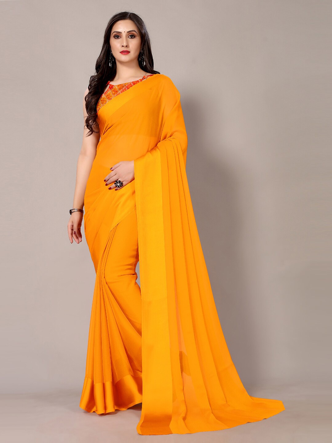 

Shaily Pure Chiffon Saree, Yellow
