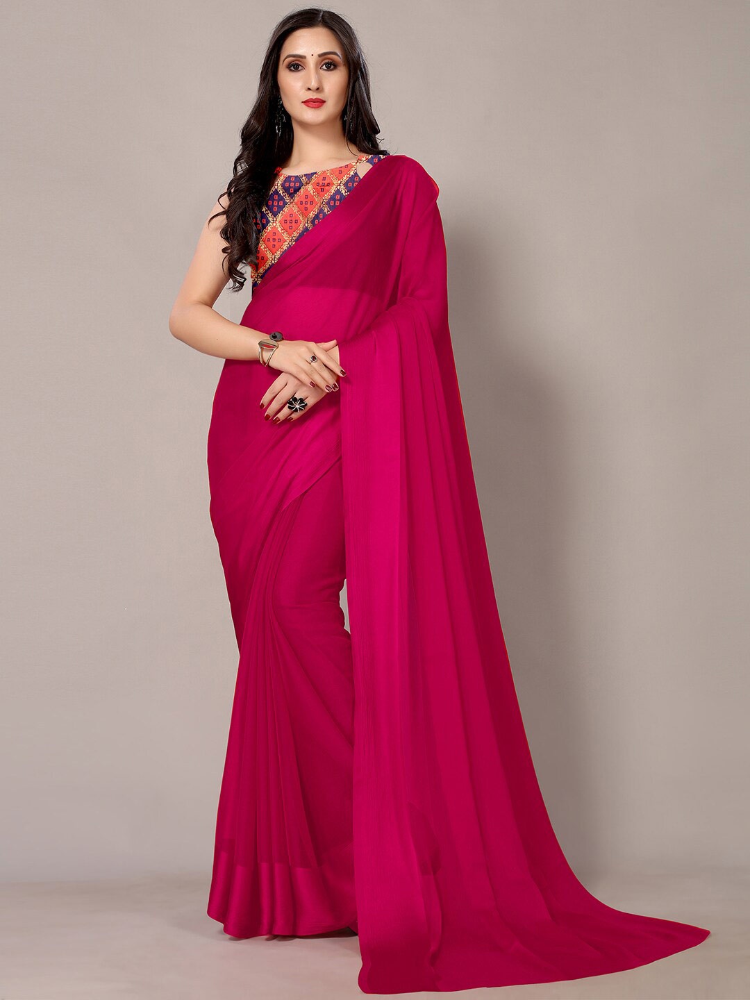 

Shaily Magenta Pure Chiffon Saree