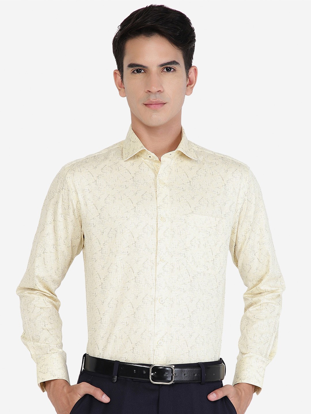 

Greenfibre Slim Fit Abstract Printed Formal Shirt, Beige