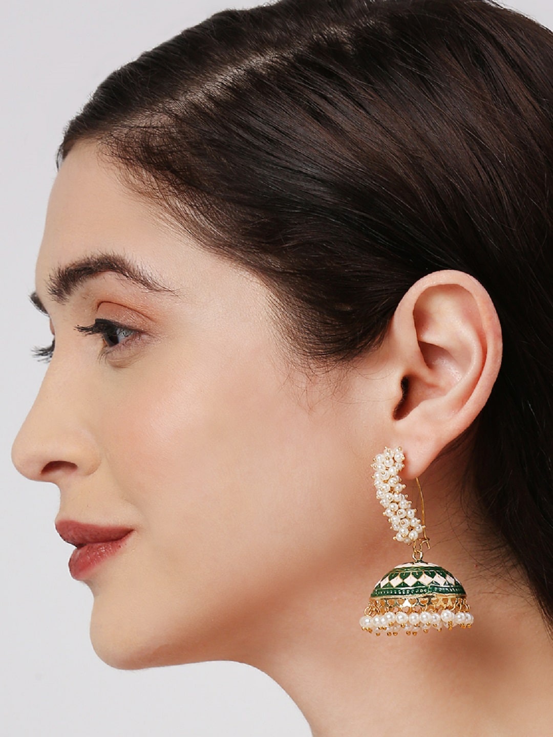 

OOMPH Dome Shaped Jhumkas Earrings, Green
