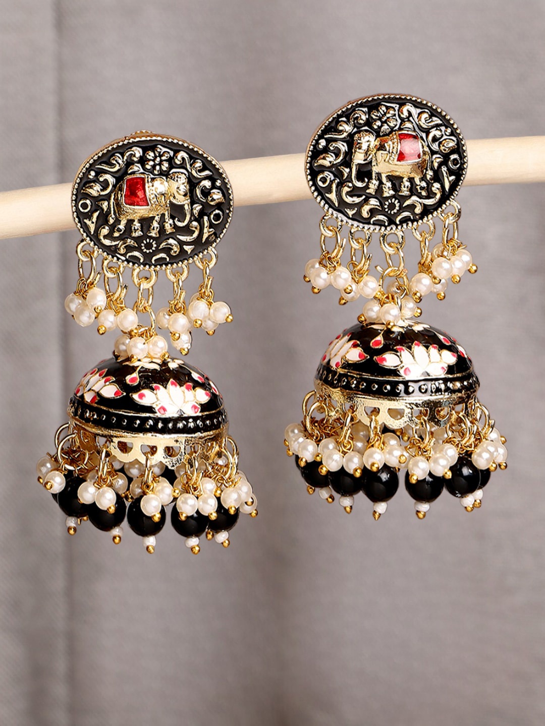 

OOMPH Black Animal Shaped Jhumkas Earrings