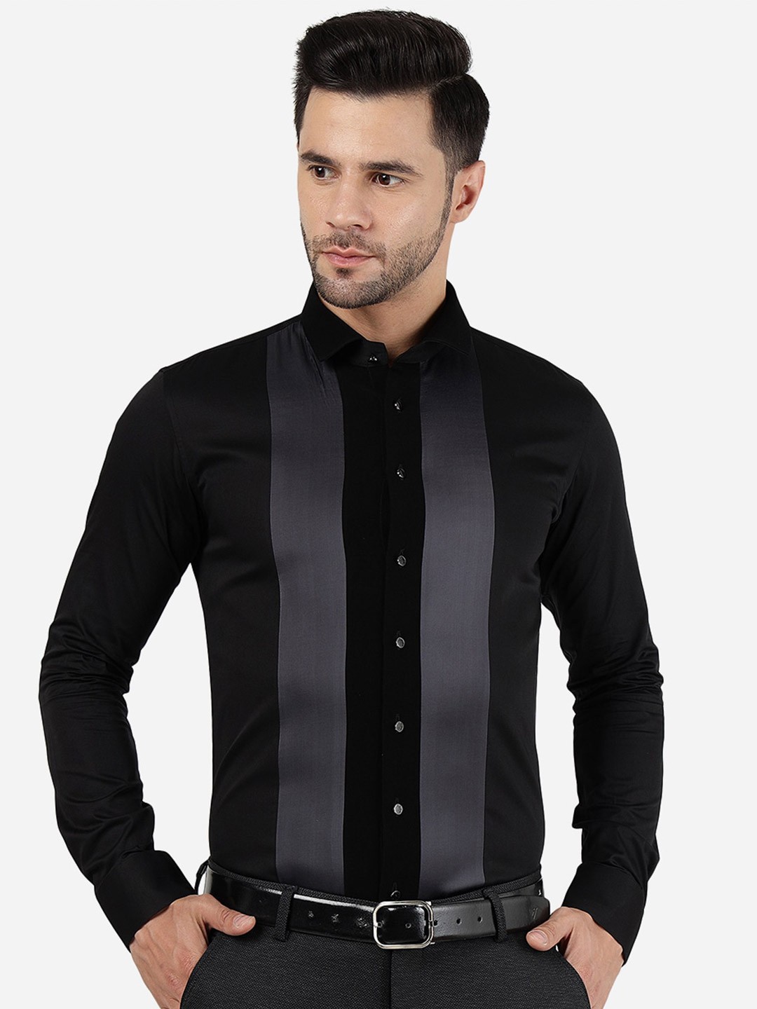 

JB STUDIO Slim Fit Cotton Party Shirt, Black