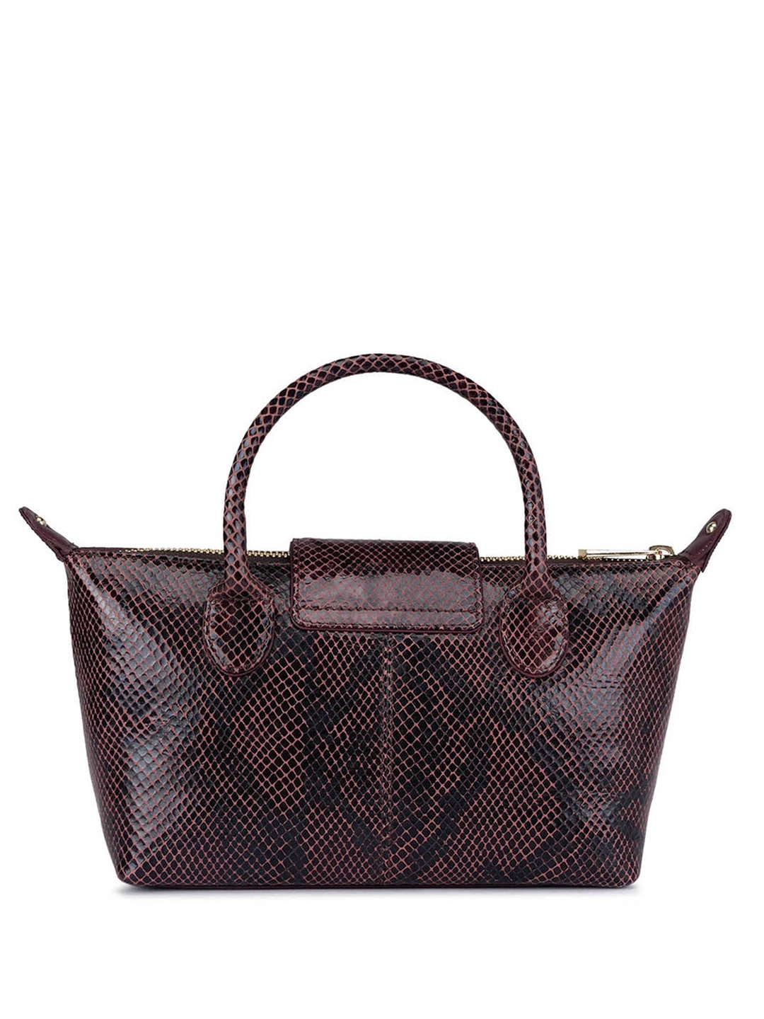 

Da Milano Animal Textured Leather Structured Handheld Bag, Burgundy