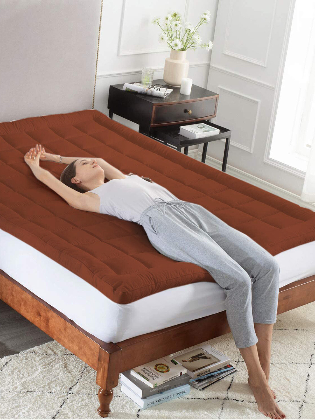 

RAASO Brown Microfiber 500 GSM King Size Mattress Protector