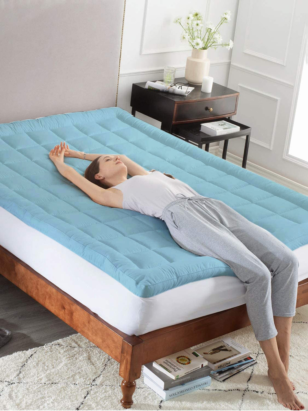 

RAASO Blue Microfiber 500 GSM King Size Mattress Protector