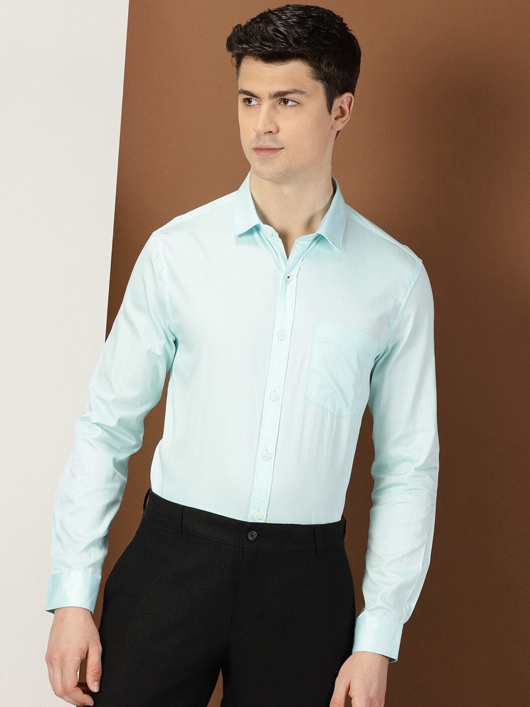 

INVICTUS Original Slim Fit Pure Cotton Formal Shirt, Turquoise blue