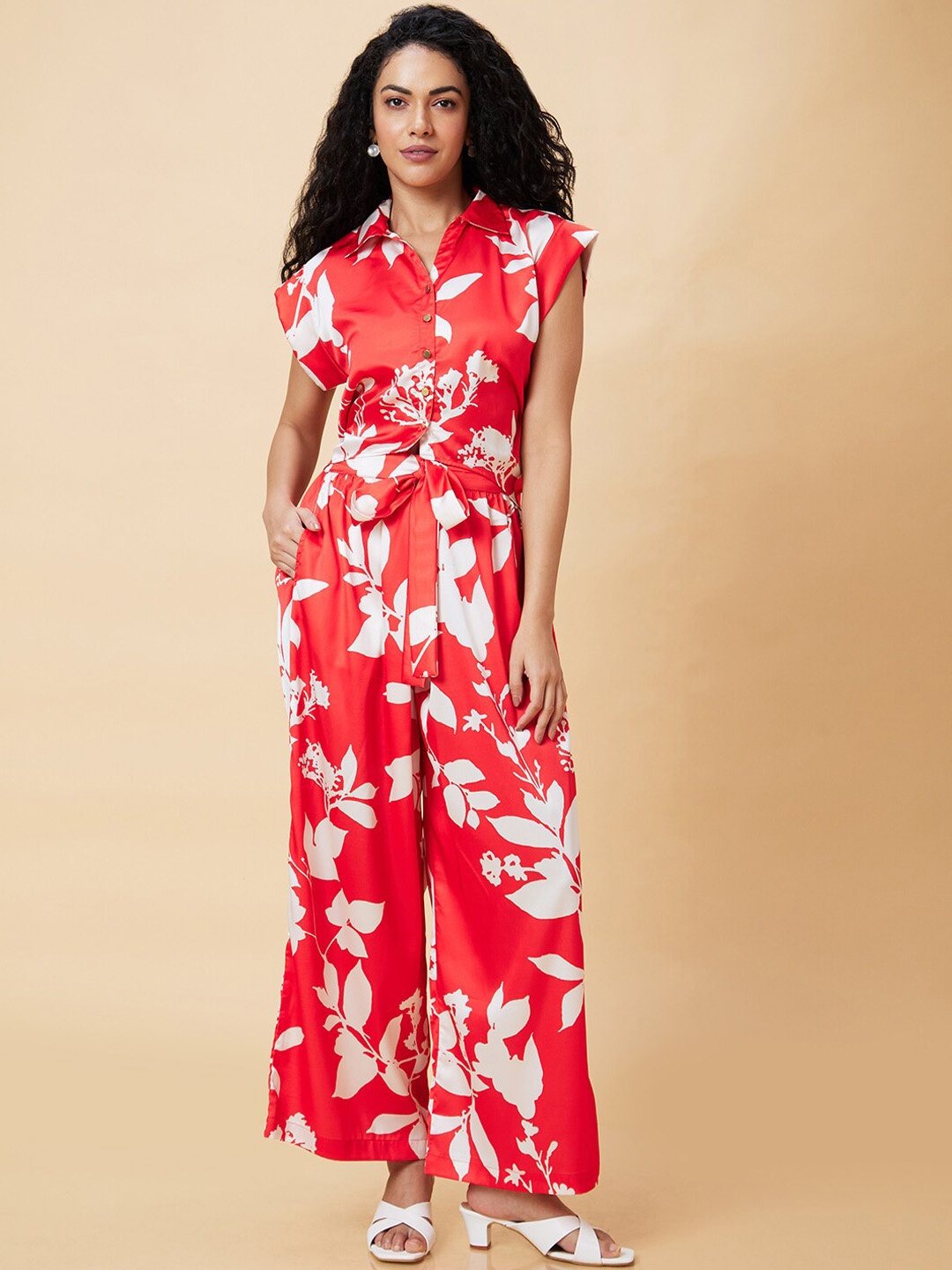 

Globus Floral Print Casual Co-Ord Set With Top & Palazzo, Red