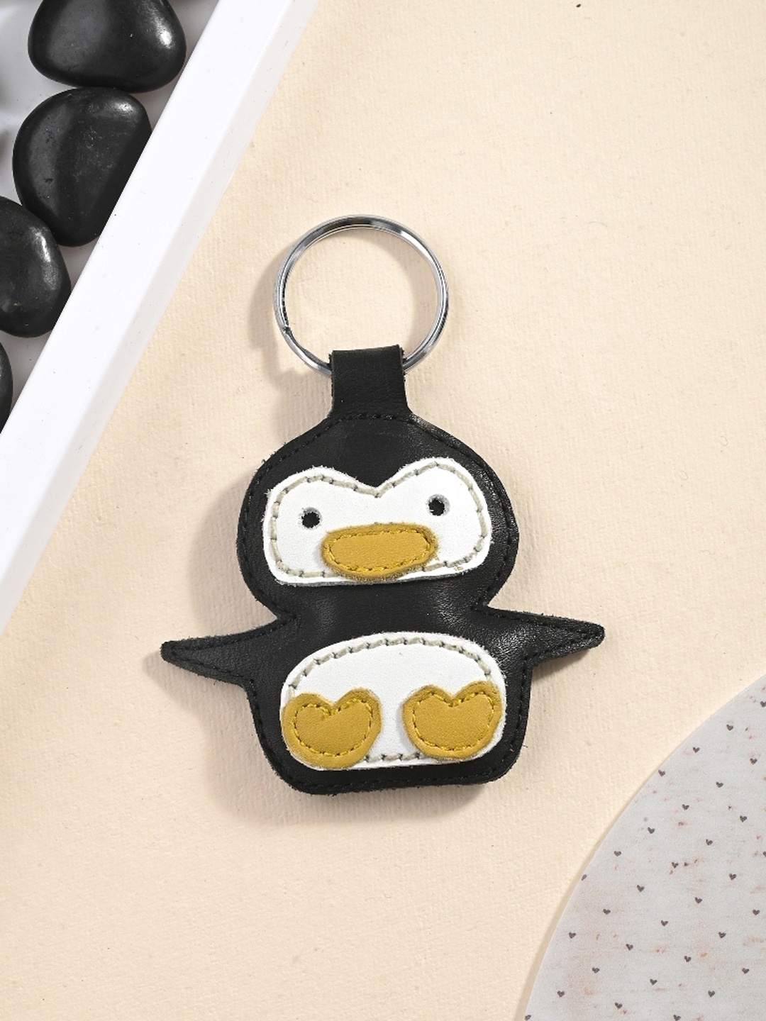 

Overdrive Penguin Leather Key Chain, Black