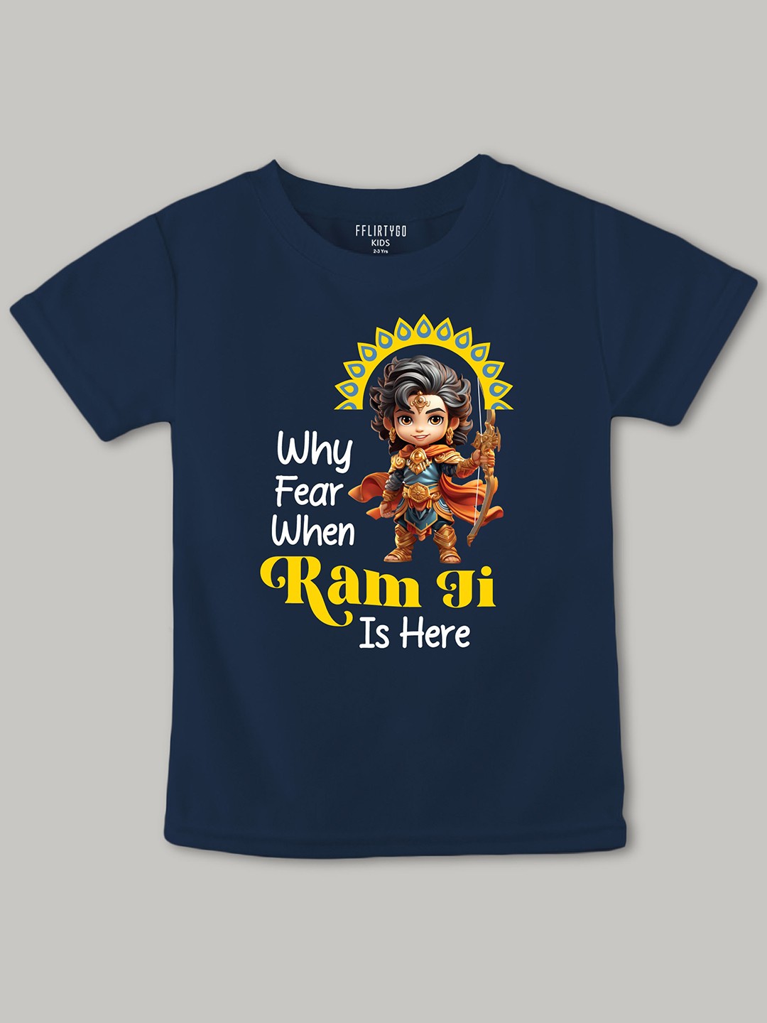

FFLIRTYGO Kids Unisex Printed Pure Cotton T-shirt, Navy blue