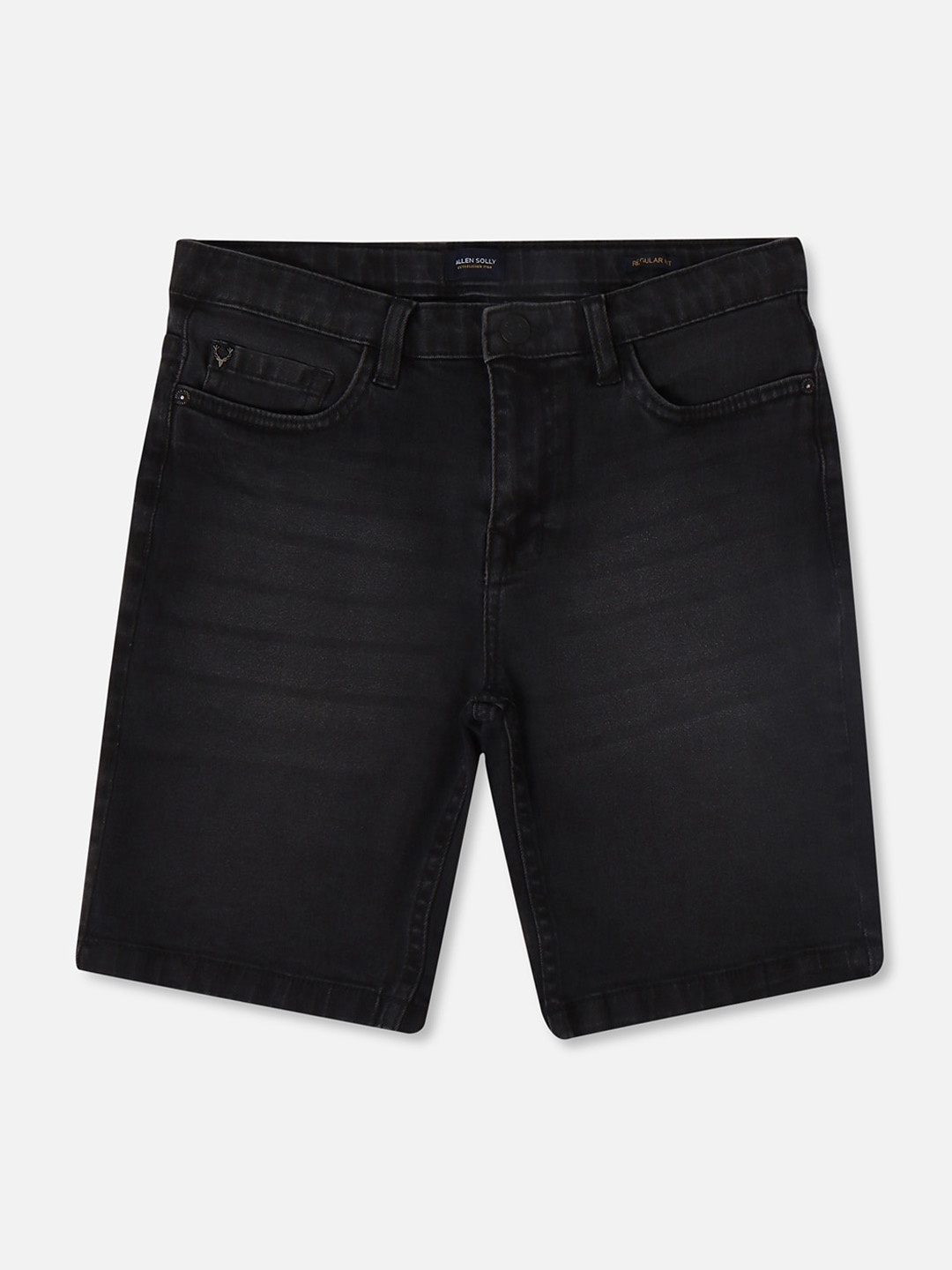 Allen Solly Junior Boys Mid Rise Cotton Denim Shorts, Black