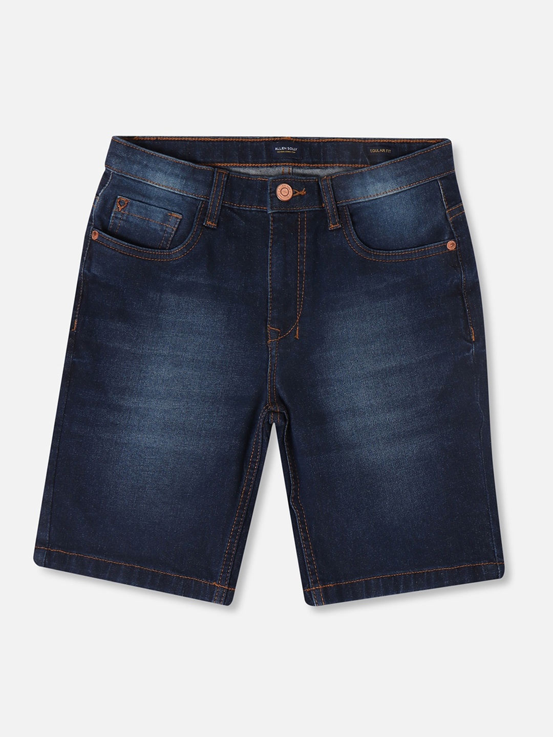 

Allen Solly Junior Boys Washed Mid Rise Cotton Denim Shorts, Navy blue