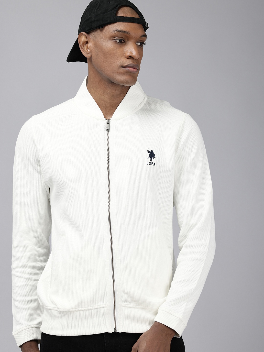 

U.S. Polo Assn. Pure Cotton Self Design Sweatshirt, White