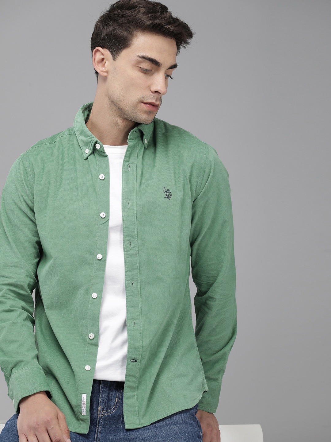 

U.S. Polo Assn. Pure Cotton Tailored Fit Opaque Casual Shirt, Green