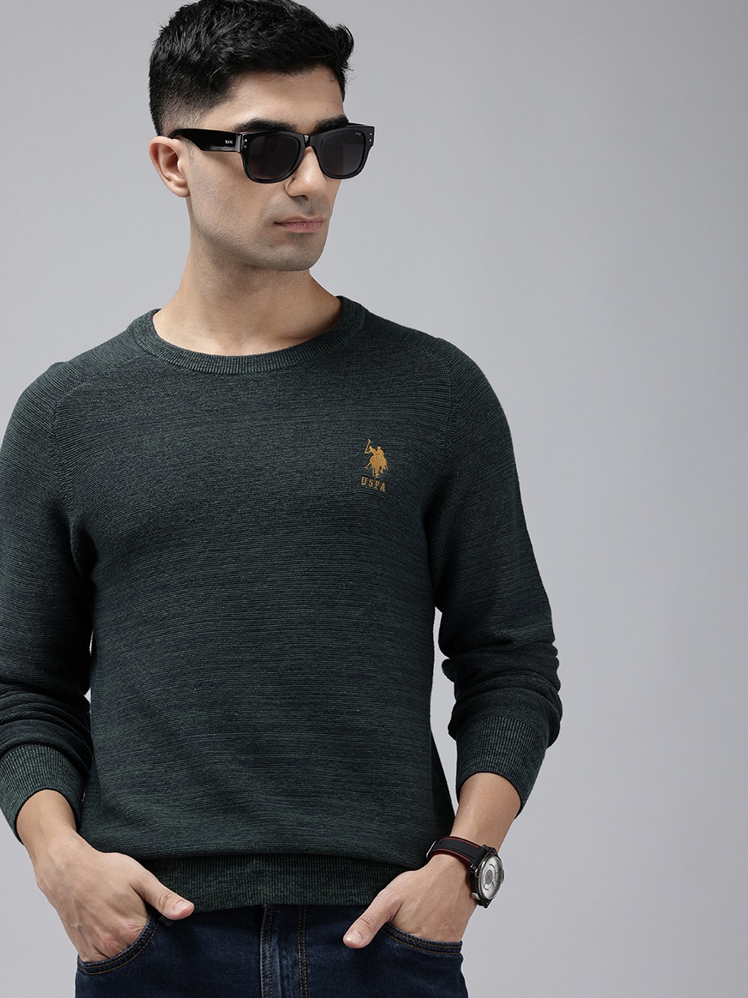 

U.S. Polo Assn. Round Neck Pure Cotton Pullover, Olive