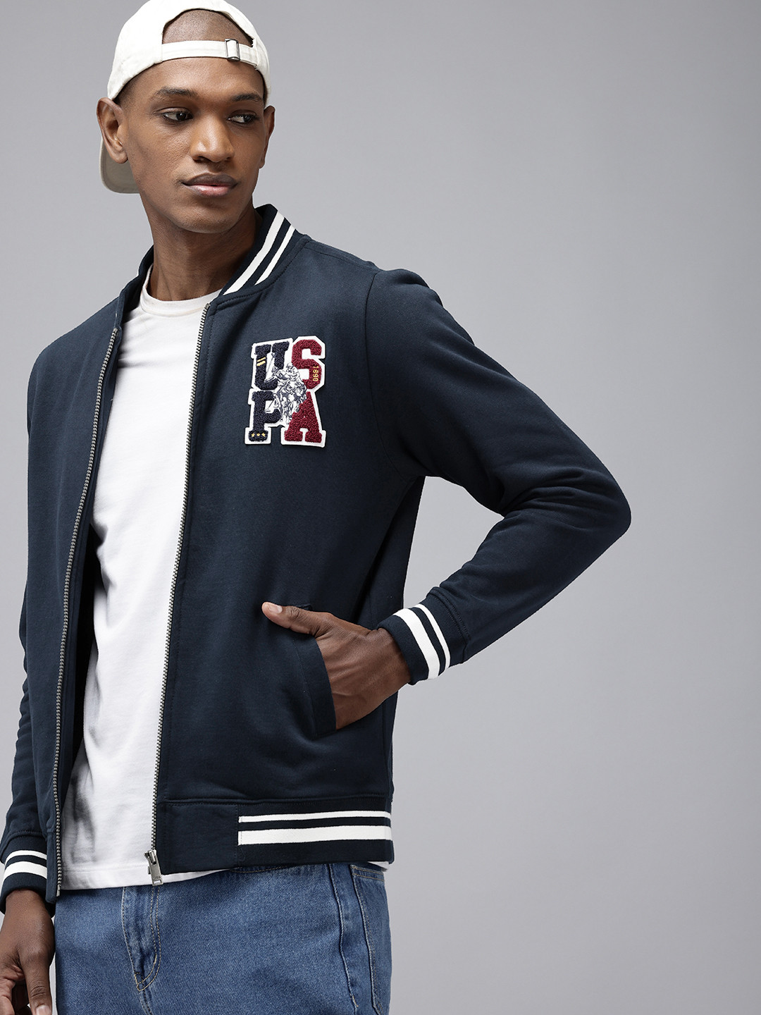 

U.S. Polo Assn. Pure Cotton Brand Logo Embroidered Sweatshirt, Navy blue