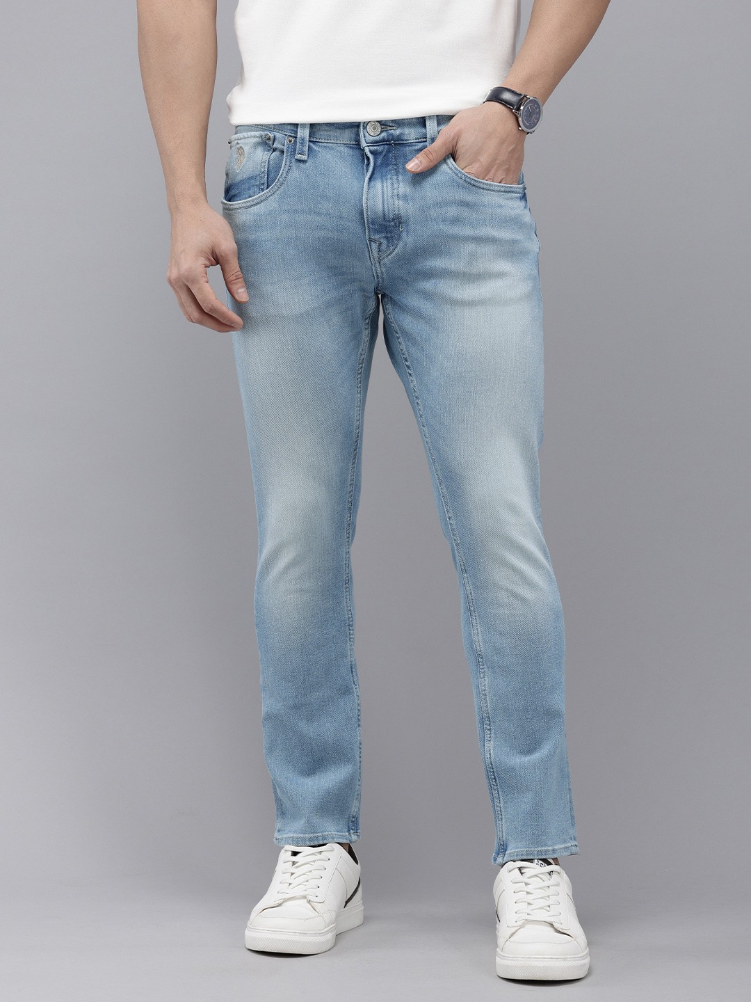 

U.S. Polo Assn. Denim Co. Men Henry Cropped Heavy Fade Stretchable Jeans, Blue