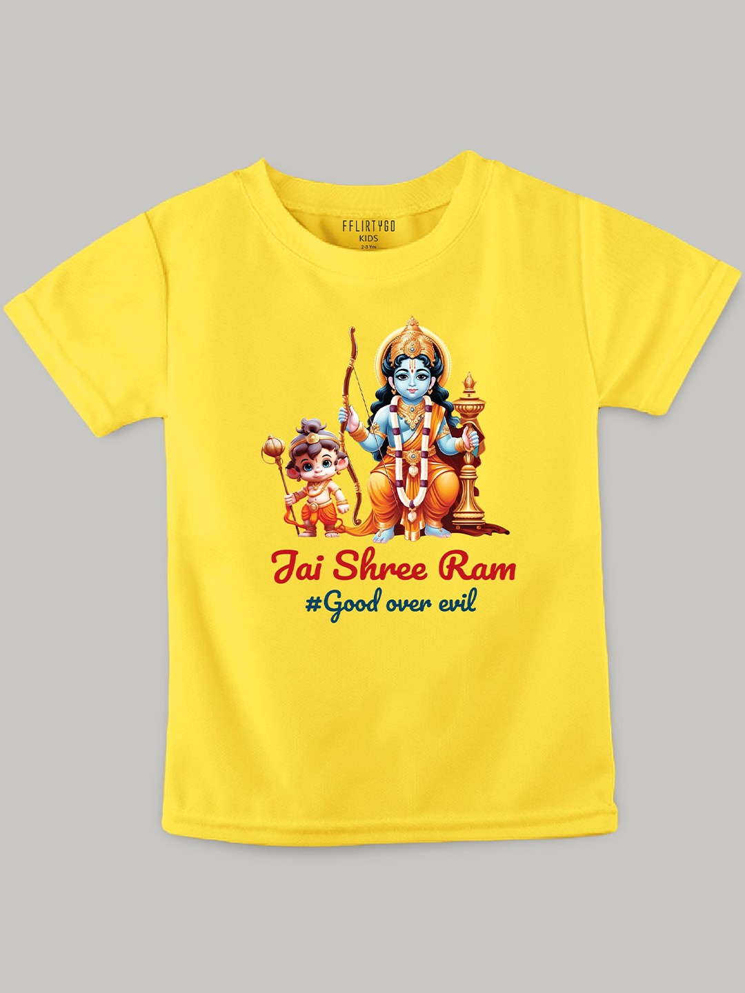 

FFLIRTYGO Kids Graphic Printed Round Neck Cotton T-shirt, Yellow