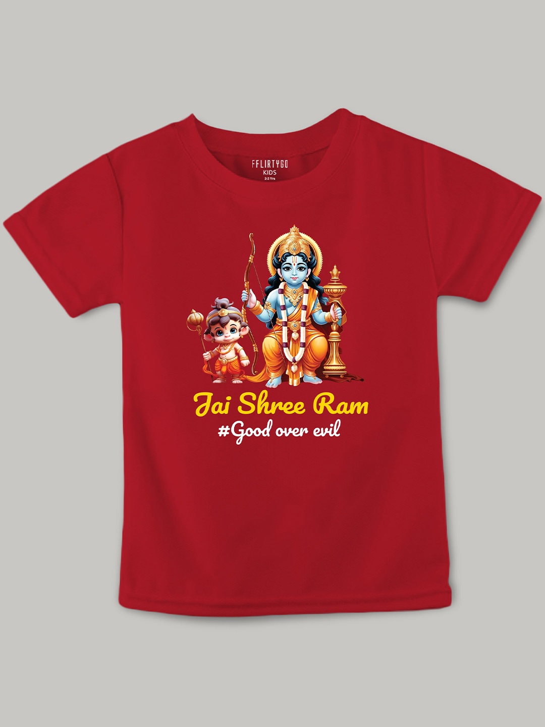 

FFLIRTYGO Kids Graphic Printed Round Neck Cotton T-shirt, Red