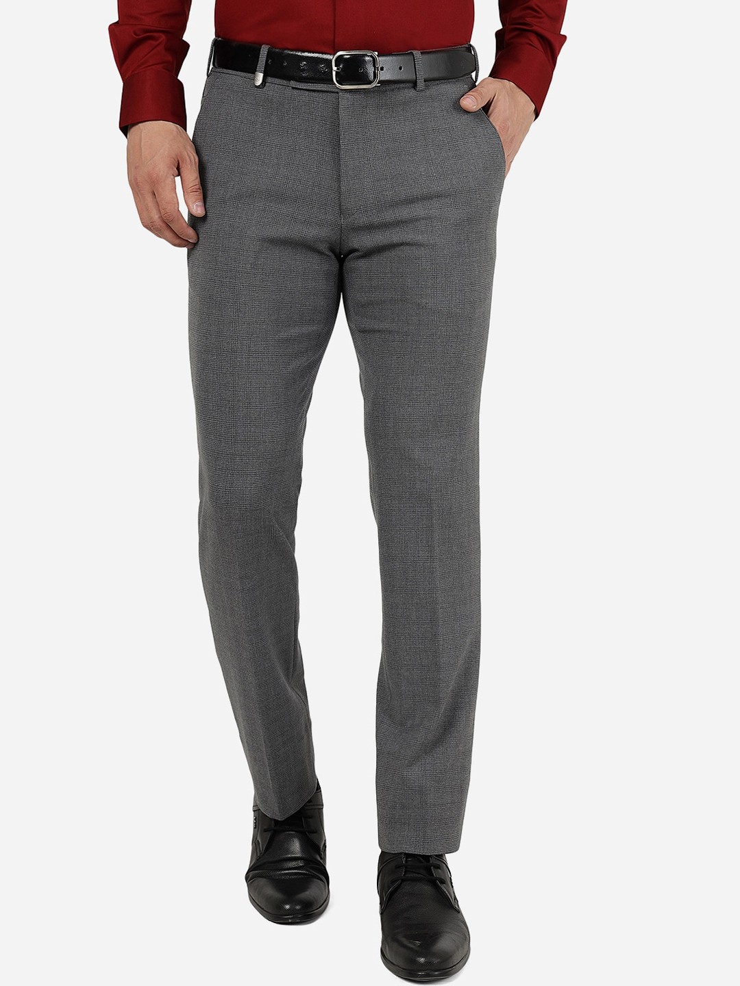 

JB STUDIO Men Slim Fit Mid-Rise Cotton Trousers, Grey