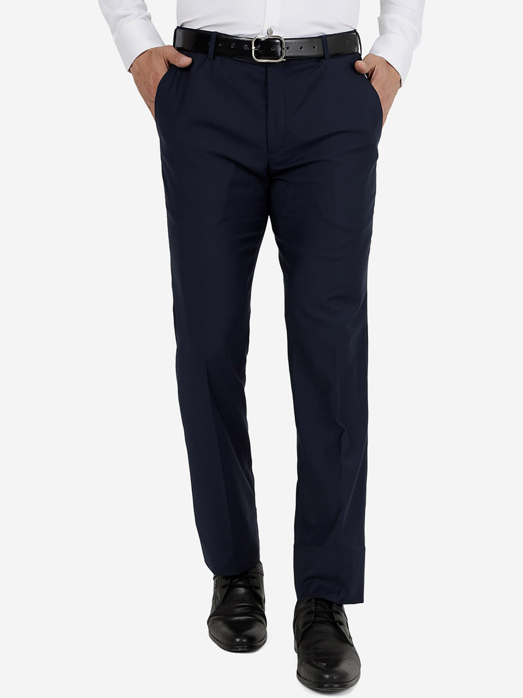 

METAL Men Slim Fit Mid-Rise Formal Trousers, Blue