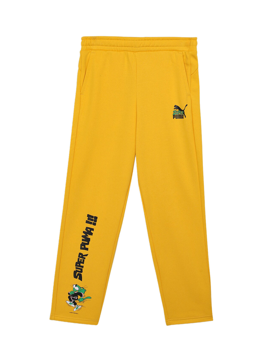 

Puma Boys Printed Cotton Super PUMA OH Track Pants, Yellow