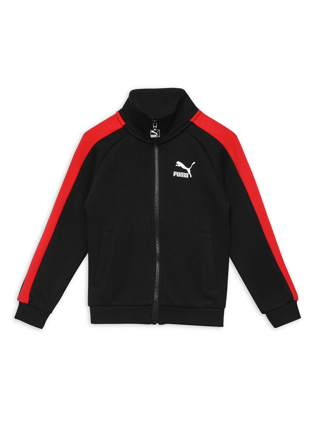 

Puma Iconic T7 Unisex Kids Colourblocked Mock Collar Sporty Jacket, Black