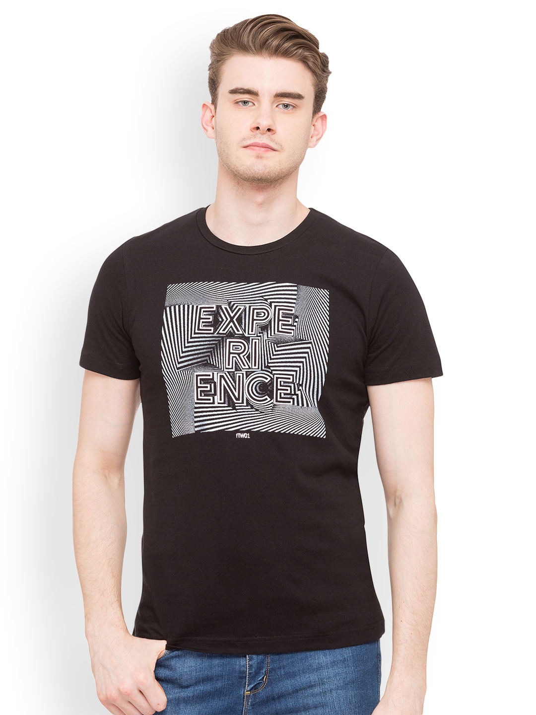 

Globus Men Black Printed Round Neck T-shirt