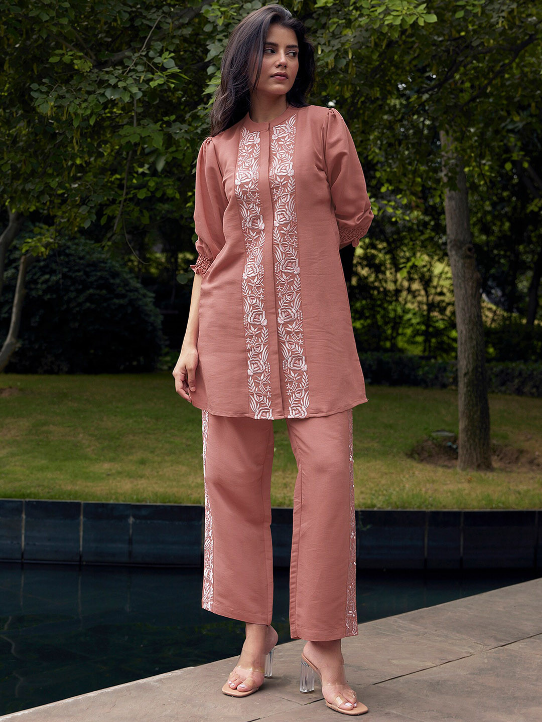 

Indo Embroidered Top & Trousers, Pink