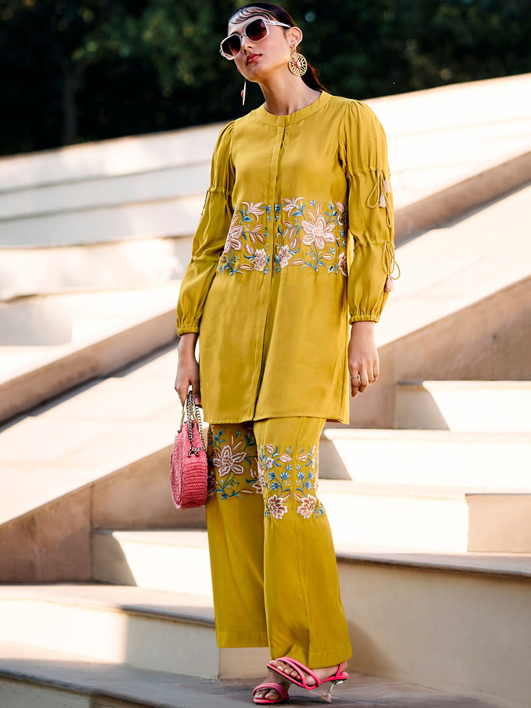 

Indo Era Embroidered Top & Trousers, Yellow