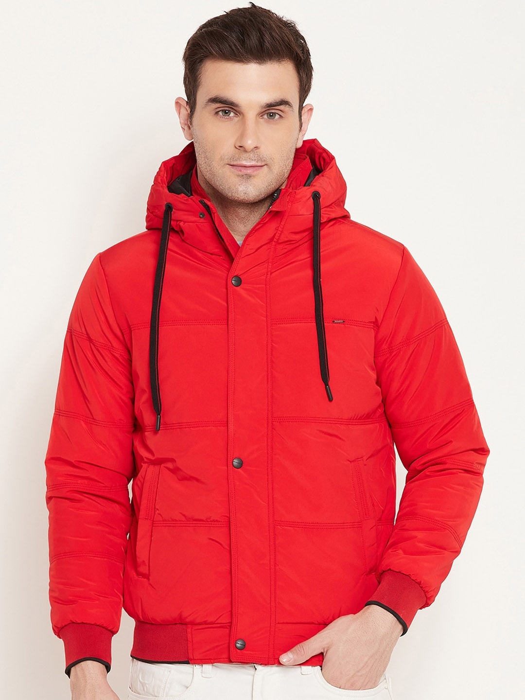 

Okane Hooded Lightweight Bomber Jacket, Red