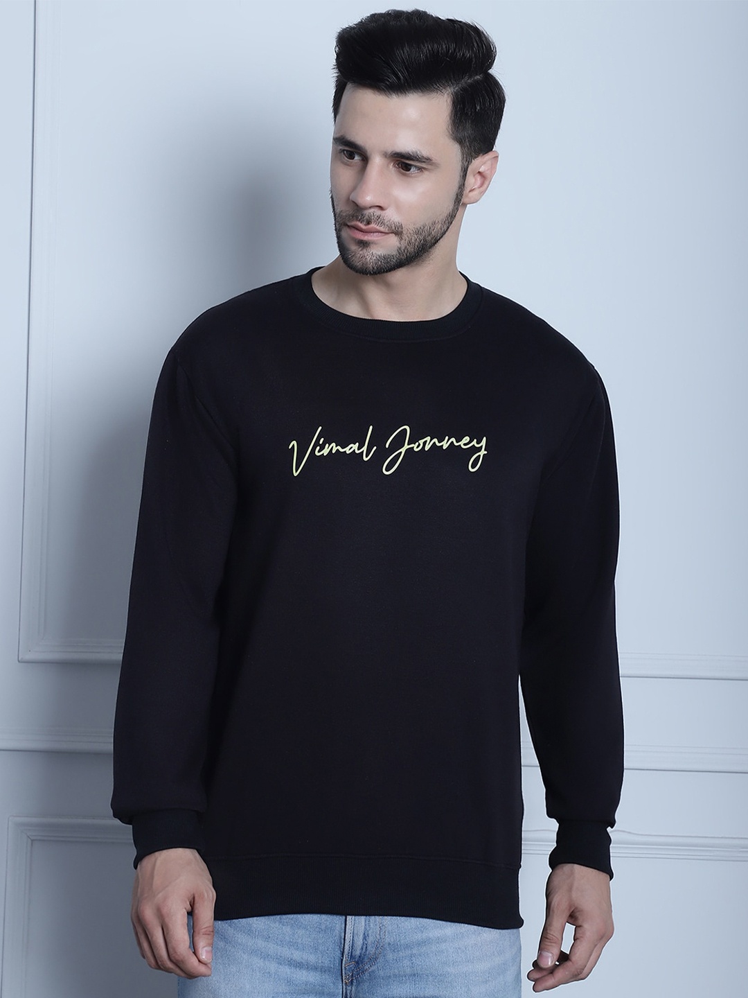

MACK JONNEY Typography Printed Fleece Sweatshirt, Black