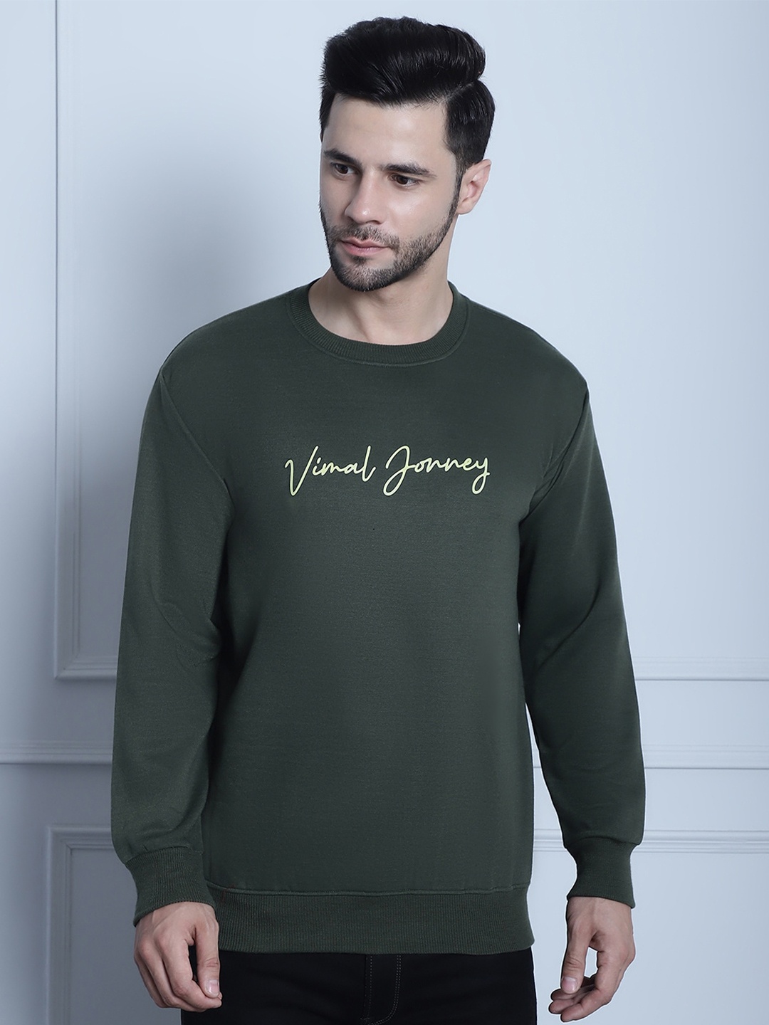 

MACK JONNEY Typography Printed Fleece Sweatshirt, Olive