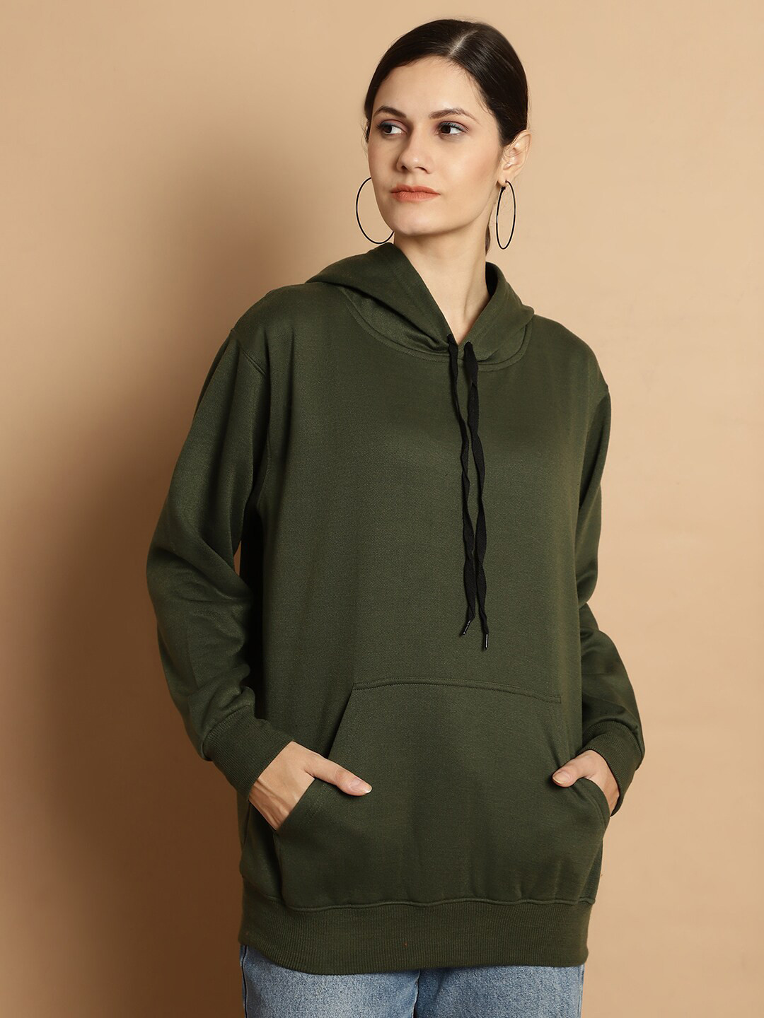 

MACK JONNEY Hooded Fleece Pullover Sweatshirt, Olive